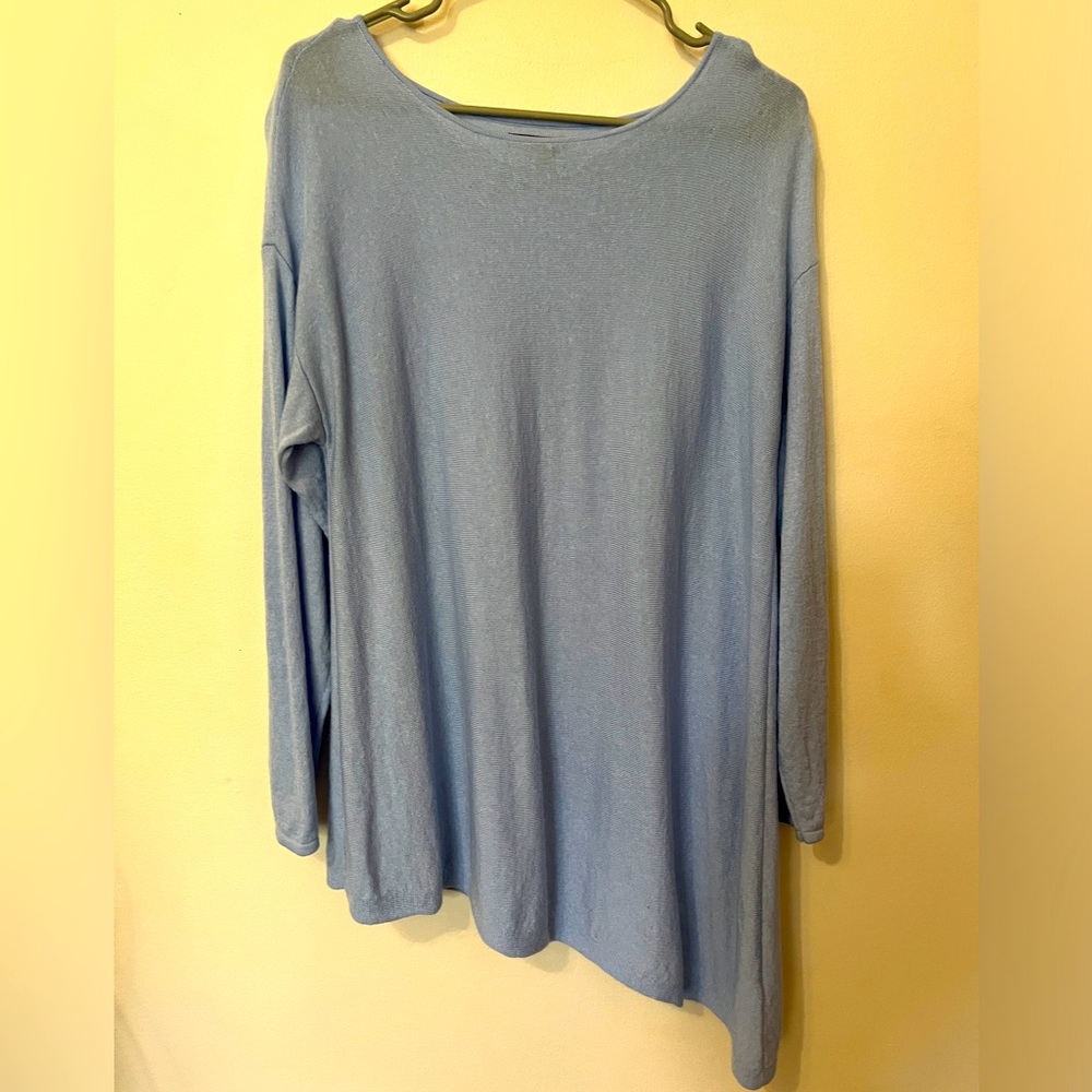 Eileen Fisher Light Blue Scoop Neck Long Sleeve Sweater